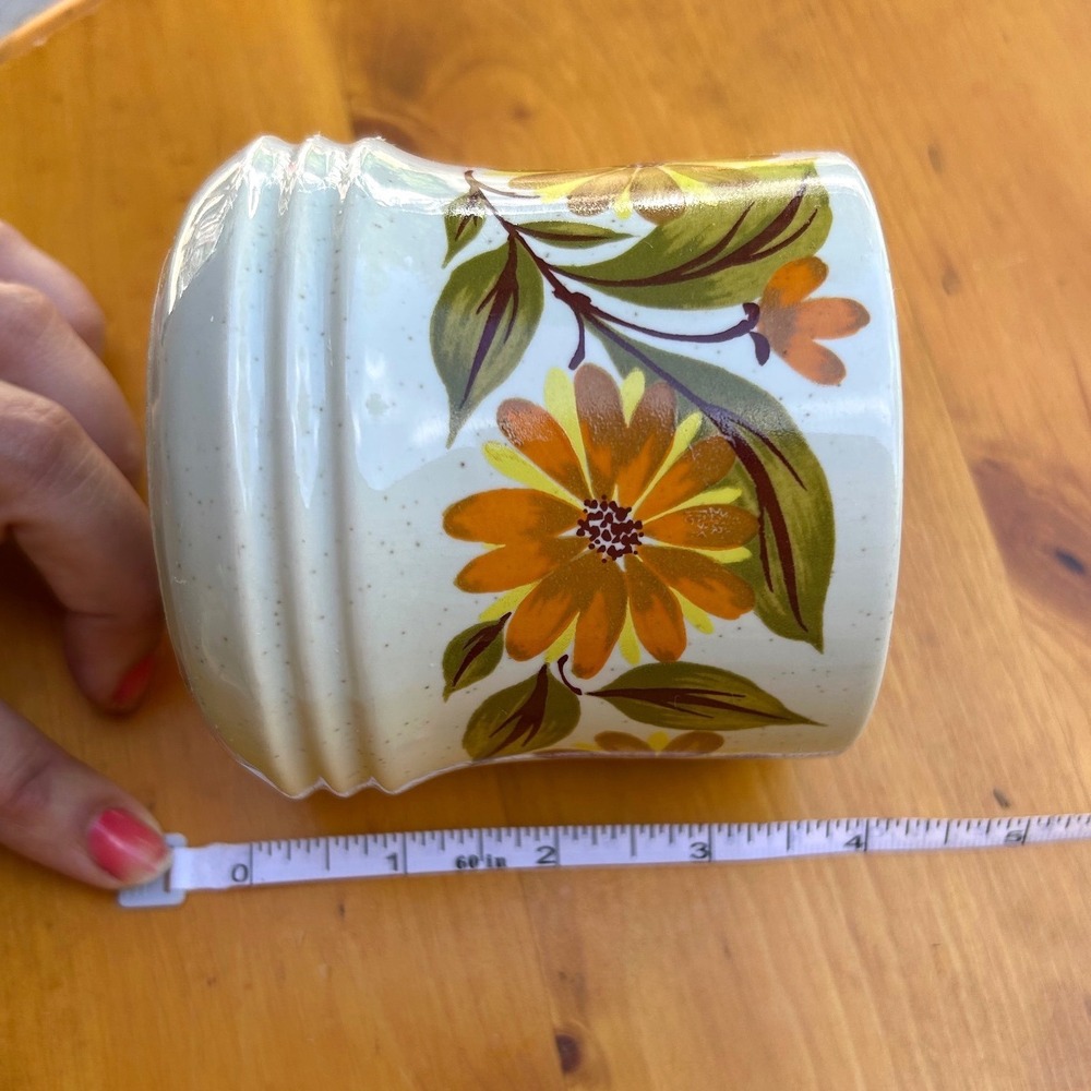 Vintage Stoneware Mug Large Orange Yellow Retro Daisy Flower JMP Japan Capri - Picture 9 of 9